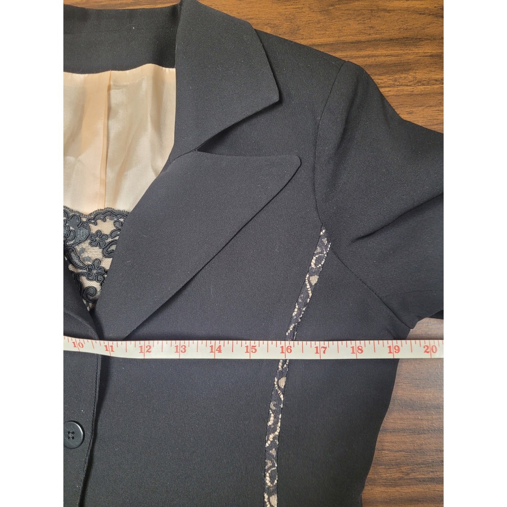 DRAMA Black Lace Trim Blazer 2 piece Suit Women Sz 6‎ Elegant Evening Occasion - Picture 7 of 10